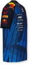 CAMISETA F1 CUELLO REDONDO CON FRANJA AMARILLA DENTRO COLOR AZUL MARINO DISEÑO CELESTE