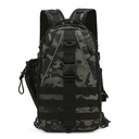 MOCHILA DE PESCA PEQUEÑA DOBLE HOMBRO COLOR MOTEADA VERDE Y NEGRO