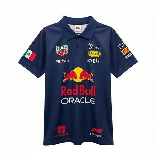 CAMISETA F1 SPORT MARCA MEDIUM COLOR AZUL MARINO  BANDERA DE MEXICO EN MANGA
