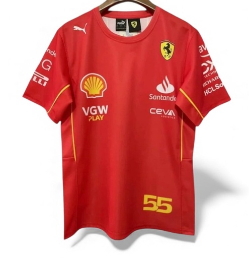 CAMISETA F1 CUELLO REDONDO COLOR ROJA # 55 EN PARTE INFERIOR