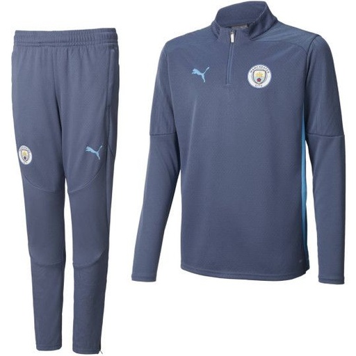 SET DEPORTIVO MANGA LARGA EQUIPO MANCHESTERS  COLOR GRIS CON FRANJA CELESTE AL COSTADO